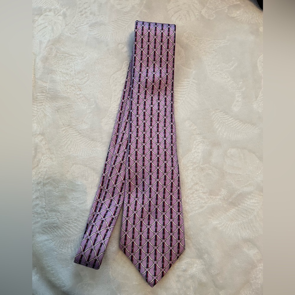 Yves Saint Laurent Lavender Horse-Bit Silk Tie